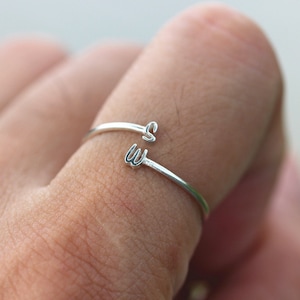 Anel inicial personalizado em prata esterlina, anel com letra personalizada, anel inicial delicado, anel com letra, presentes para ela