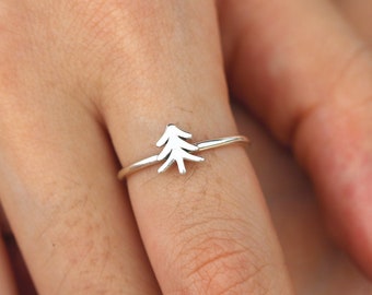 solid 925 silver pine tree ring,custom tree ring,personalized tree jewelry,natural ring,forest jewelry