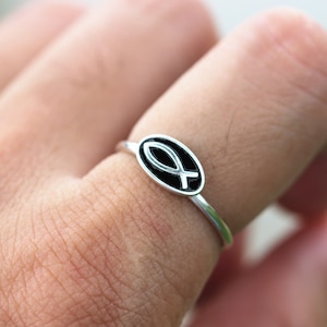 sterling silver jesus fish ring, Christian Fish ring, Christian Jewelry,Religious ring