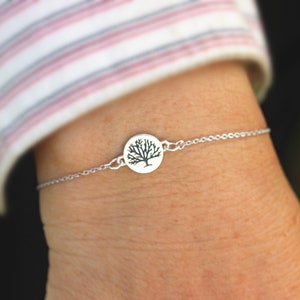 Sterling Silver Tree of Life Bracelet: Dainty Adjustable Jewelry