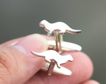 solid 925 silver Sea Otter Cuff Links, Sterling Silver Otter CuffLinks, Gift for Him, Gift for Her, animals jewelry