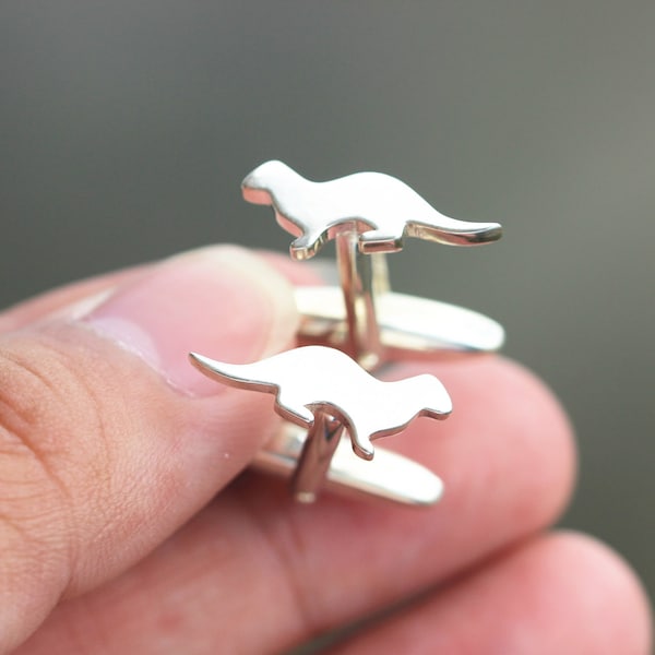 solid 925 silver Sea Otter Cuff Links, Sterling Silver Otter CuffLinks, Gift for Him, Gift for Her, animals jewelry