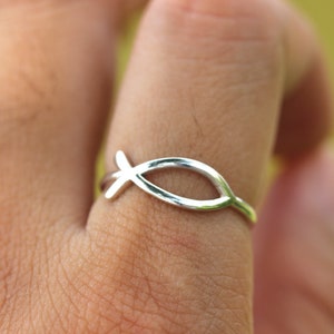 sterling silver jesus fish ring, Christian Fish ring, Christian Jewelry, Confirmation ring, Baptism Gift, Christian Gifts, Religious ring