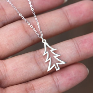 925 silver Evergreen tree Necklace,Nature tree Jewelry,Hand Stamped Jewelry,Tree Necklace,Forest Jewelry,Hiking jewelry