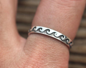 Sterling silver Wave Ring,WATER Wave Ring,Ocean Waves RING,Silver Wave Ring,Ocean Surf Ring,summer Beach Ring
