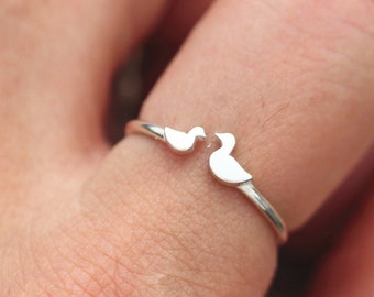 family duck Ring,duck ring,gift for her,family pet jewery,dainty animal lover jewelry,adjustable ring