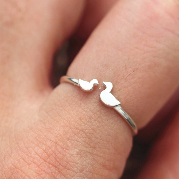 family duck Ring,duck ring,gift for her,family pet jewery,dainty animal lover jewelry,adjustable ring