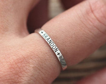 Dainty Custom Name Ring,Custom Word Ring ,silver Personalized Name ring,Stacking Name Rings