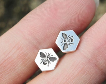 925 Sterling silver honey bee Studs earrings