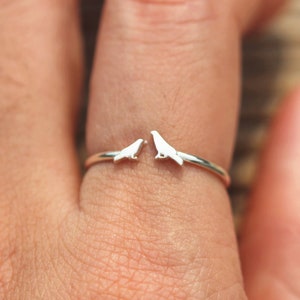 925 Silver Bird Ring: Dainty Open Band, Family Pet Jewelry