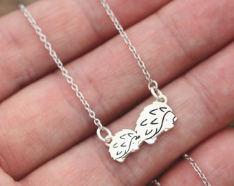 Personalized Family Necklace,Custom family Necklace,silver Hedgehog ring,sterling silver animal jewelry,father jewelry,fine jewelry