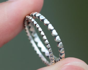 Sterling Silver Tiny Heart Ring: Thin Band