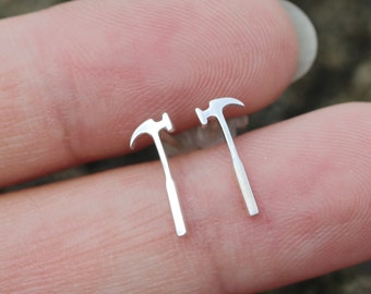 Sterling Silver Axe Stud Earrings: Simple Tool Jewelry