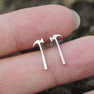 925 sterling silver axe earrings,simple axe stud jewelry,tool jewelry,Sign of Strength jewelry