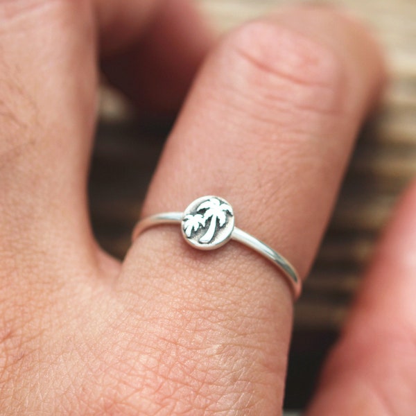 silver palm tree ring,sterling silver custom palm tree ring,tree family jewelry,Evergreen Tree Ring