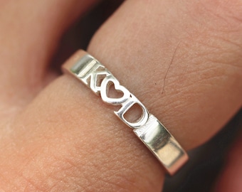 Silber breiter Bandring, 925 Silber Silber personalisierte Wort Ring