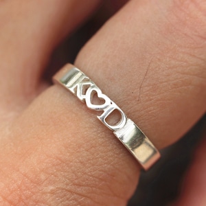 Silber breiter Bandring, 925 Silber Silber personalisierte Wort Ring