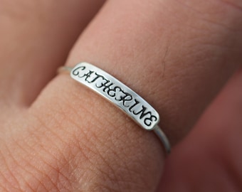 Custom Sterling Silver Initial Ring: Personalized Name Jewelry