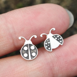 925 Sterling silver Beetle Studs earrings,animal lover jewelry