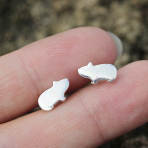 Sterling Silver Mouse Earrings: Minimalist Rat Jewelry