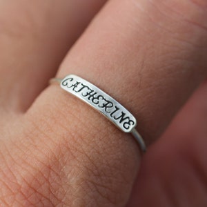 Custom SILVER Initial ring, NAME ring,Personalized silver word ring,letters Jewelry, dainty silver ring,gift idea