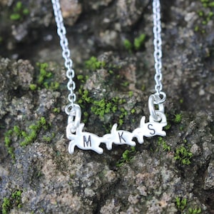 Colar de tartarugas marinhas em prata esterlina, colar com inicial personalizada, colar com letras personalizadas, pequeno colar prateado para amantes de animais, colar de prata