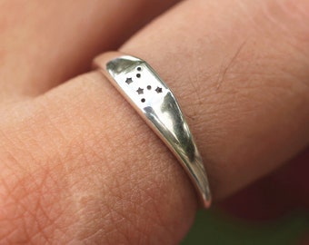 Personalisierter Sternzeichen Sterling Silber Ring: Minimalist Schmuck Stapeln