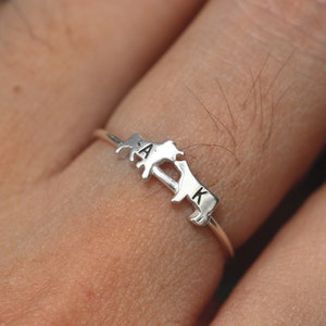 925 silver Cow Family ring,bull cow ring,silver custom bull ring,you and me,silver ox ring,ox cattle,Farm Animal jewelry image 3