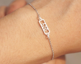 Pulseira personalizada de prata 925 com números: joias com iniciais personalizadas