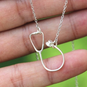 Sterling Silver Stethoscope Heart Necklace - Medical Jewelry