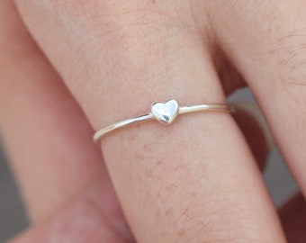 solid 925 silver midi heart ring,heart jewelry,dainty love ring,simple heart,ring silver,You Are Loved Ring,Stacking Ring