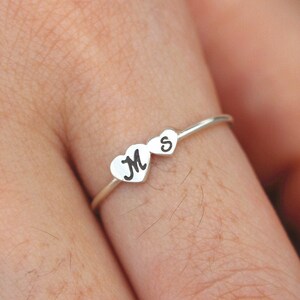 sólido 925 plata anillo inicial personalizado, anillo de nombre personalizado, joyería del corazón, joyería de la novia, su anillo y el suyo, usted y yo anillo, regalos
