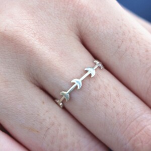 Sterling Silver Crescent Moon Ring: Dainty Midi Jewelry