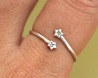 925 silver star ring,custom zodiac ring,leo ring,silver custom star jewelry