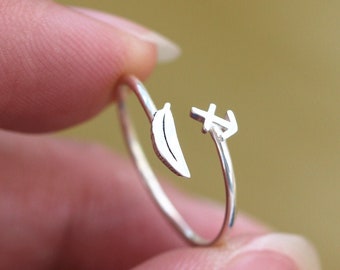 custom zodiac ring,925 silver custom ring,leaf ring,lucky jewelry