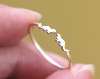 BHPG, winziger Seeotter-Ring aus Sterlingsilber, Midi-Otter-Ring aus massivem 925er Silber, Ring für dich und mich, Ring für ihn und sie, Ring für die beste Freundin, Ring für Tierliebhaber