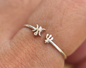 Sterling Silver Planet Symbol Ring: Custom Solar System Jewelry