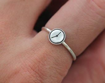 Custom clock ring,925 silver ring,Personalized/engraved clock time ring,custom time jewelry,time,baby time,gift,meaningful jewelry