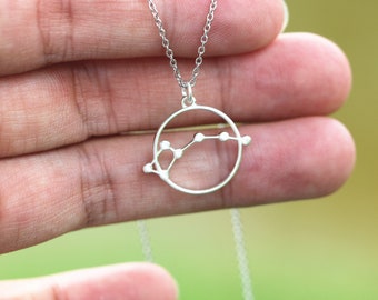 925 Silver Ursa Minor Constellation Necklace: Dainty Zodiac Jewelry