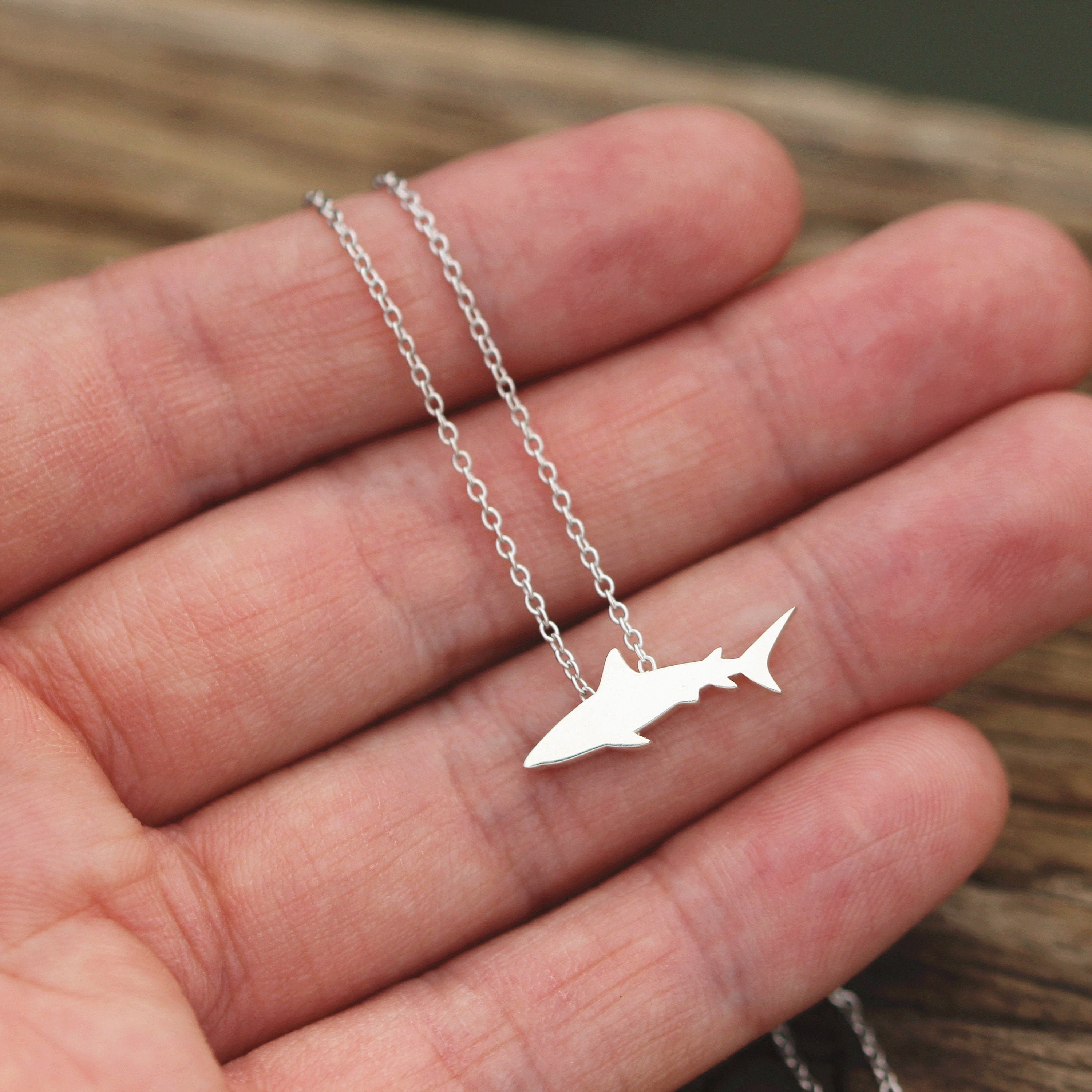 Sterling silver shop shark necklace