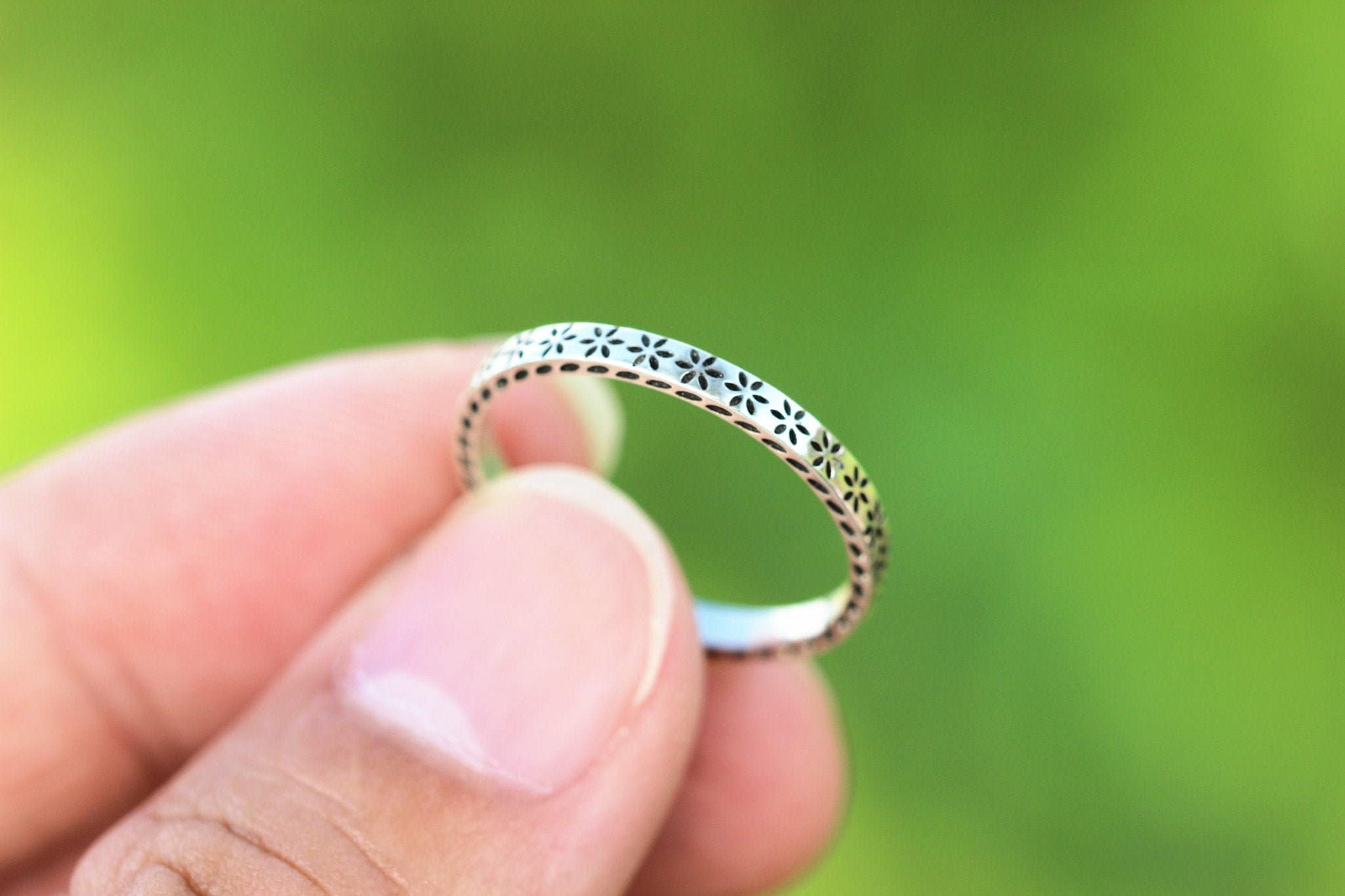 925 Silver Flower Band Ringsmall Band Ringwoman Ring Etsy
