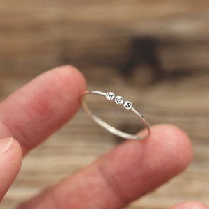 Personalized letter Ring,Custom silver Initial Ring,Sterling Silver,Dainty tiny Ring,silver name ring image 5