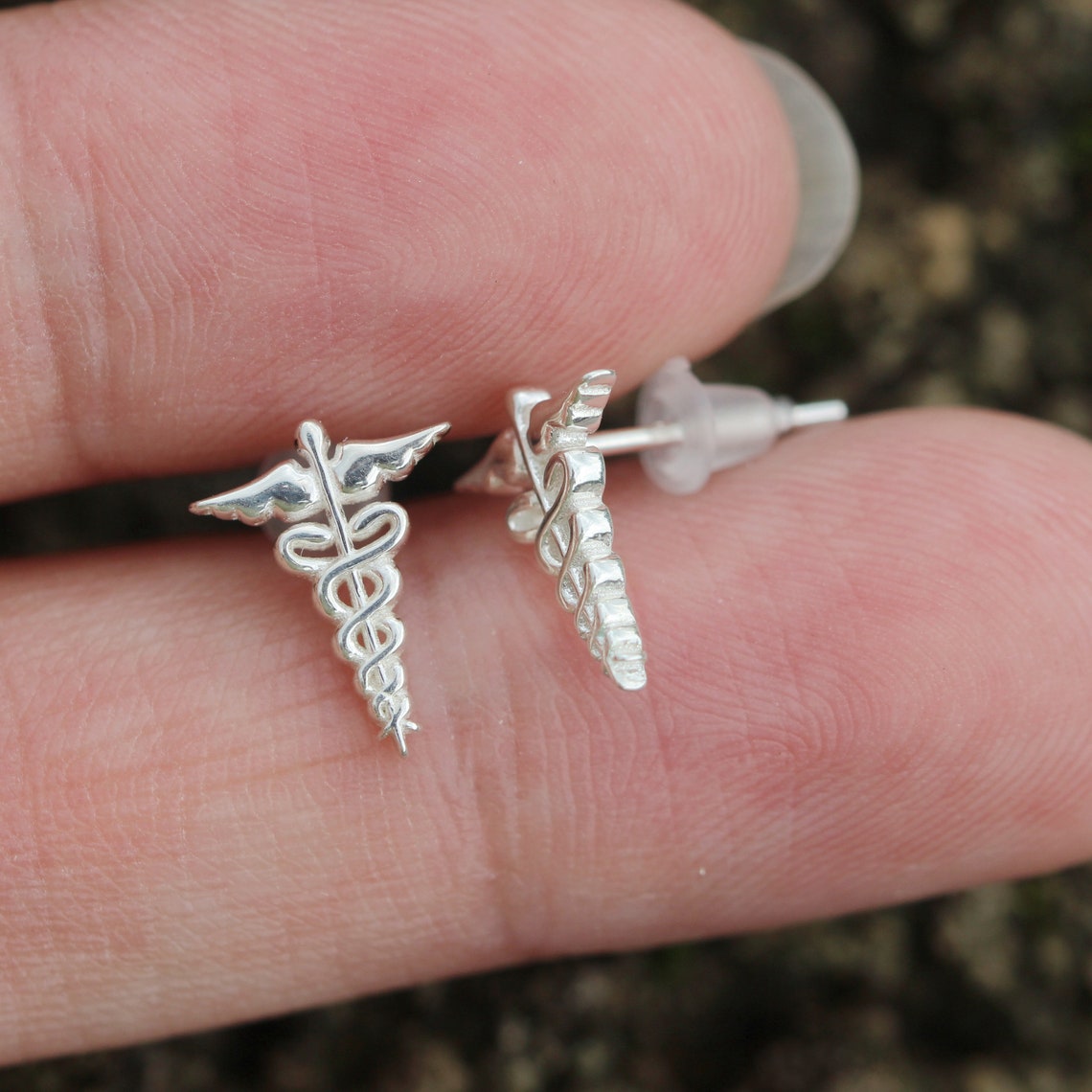 925 Silver Physician Stud Earringsdainty Doctor Etsy