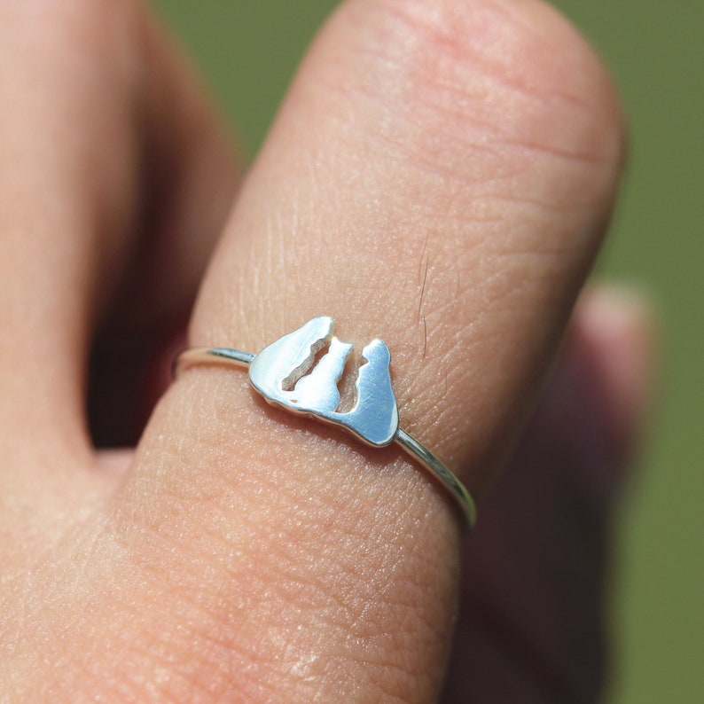 925 silver family cat ring,cat family jewelry,animal pet ring,animal lover jewelry