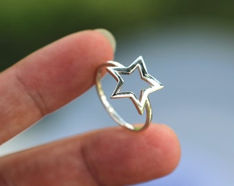 ワンピなど最旬ア！ Sterling Ring, Star Silver Ring Dainty Jewelry, Star Ring, アクセサリー