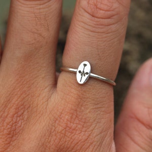 Sterling Silver Floral Ring: Dainty Flower Stacking Ring