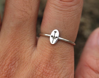 Sterling Silver Floral Ring: Dainty Flower Stacking Ring