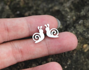 Sterling Silver Snail Stud Earrings: Animal Lover Jewelry