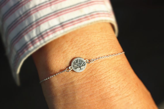 Sterling Silver Tree of Life Bracelet: Dainty Adjustable Jewelry