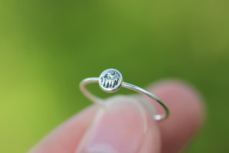 925 silver forest ring,moon ring,mountain ring,Tree Ring,Nature forest jewelry,mountain forest tree jewelry image 1